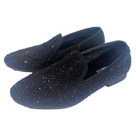Steve Madden Men's Caviarr Black Swarovski Crystal Slip-On Dress Loafers 10 - Picture 4 of 11